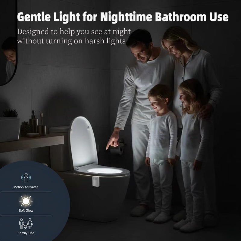 Chunace 3 Pack Toilet Night Lights with Motion Activated Sensor, 16 Colors LED Nightlight Inside Bowl, Cool Stuff for Bathroom Accessories Decor, Unique & Funny Housewarming Gadgets for Men/Kids 2025 - Image 4
